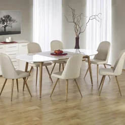 Garnero Arredamenti Tavolo 120/200cm ovale allungabile bianco rovere miele Papiro Gihome® Bianco - Rovere Rustico Outlet