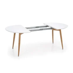 Garnero Arredamenti Tavolo 120/200cm ovale allungabile bianco rovere miele Papiro Gihome® Bianco - Rovere Rustico Outlet