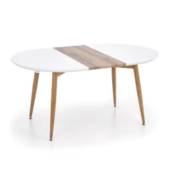 Garnero Arredamenti Tavolo 120/200cm ovale allungabile bianco rovere miele Papiro Gihome® Bianco - Rovere Rustico Outlet