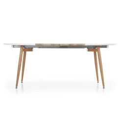 Garnero Arredamenti Tavolo 120/200cm ovale allungabile bianco rovere miele Papiro Gihome® Bianco - Rovere Rustico Outlet