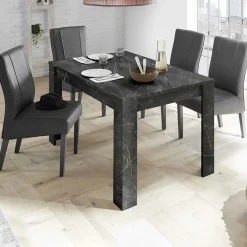 Garnero Arredamenti Tavolo 137/185cm rettangolare allungabile moderno effetto Viking Marmo Nero