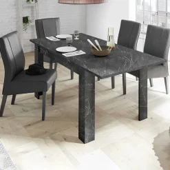 Garnero Arredamenti Tavolo 137/185cm rettangolare allungabile moderno effetto Viking Marmo Nero