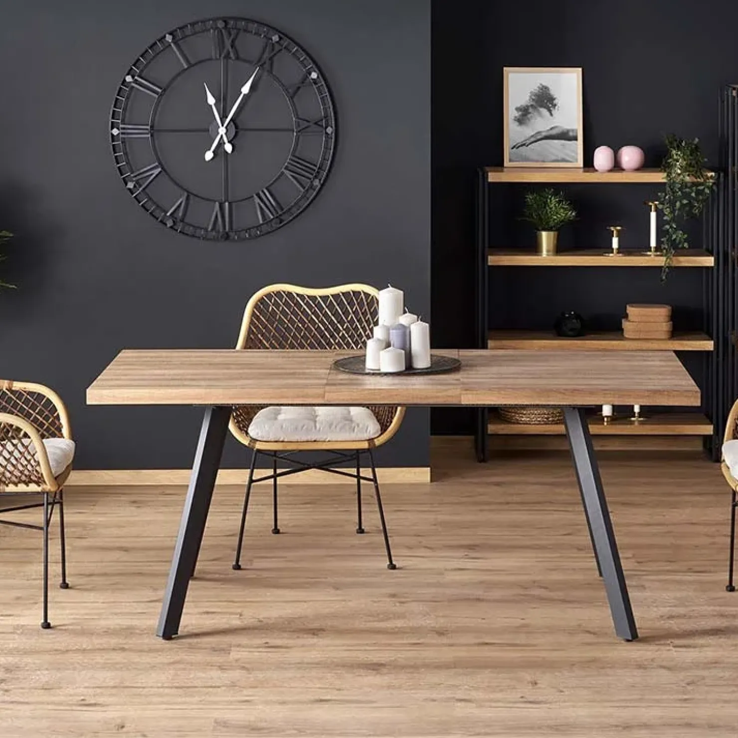 Garnero Arredamenti Tavolo 140/180cm rettangolare allungabile noce miele nero Meja Outlet