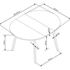 Garnero Arredamenti Tavolo 102/142cm rotondo allungabile moderno rovere nero Medina Rovere - Nero New