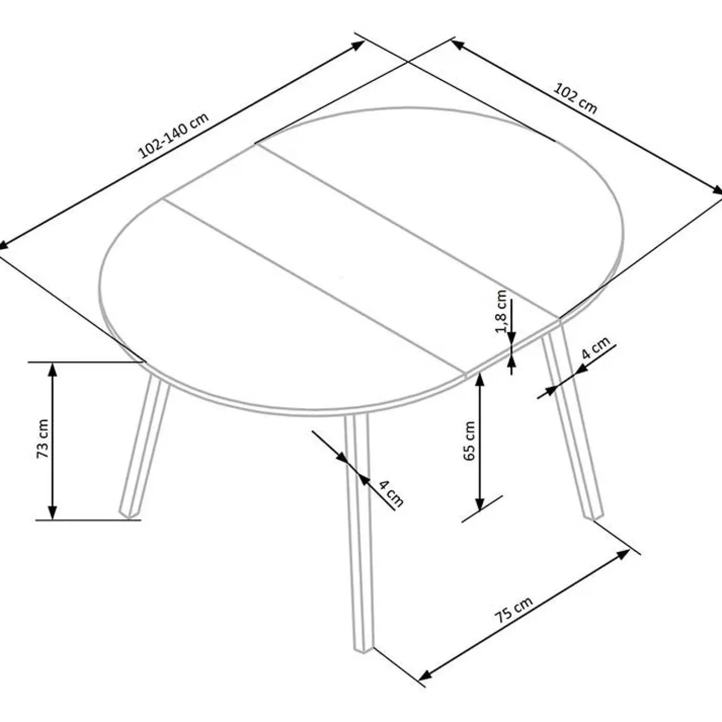 Garnero Arredamenti Tavolo 102/142cm rotondo allungabile moderno rovere nero Medina Rovere - Nero New