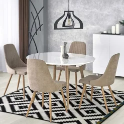 Garnero Arredamenti Tavolo 120/200cm rotondo ovale bianco rovere sanremo Papiro Gihome® Bianco - Rovere Discount