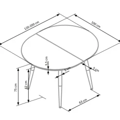 Garnero Arredamenti Tavolo 120/200cm rotondo ovale bianco rovere sanremo Papiro Gihome® Bianco - Rovere Discount