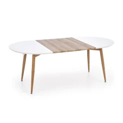 Garnero Arredamenti Tavolo 120/200cm rotondo ovale bianco rovere sanremo Papiro Gihome® Bianco - Rovere Discount