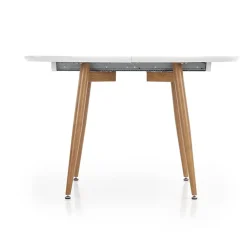 Garnero Arredamenti Tavolo 120/200cm rotondo ovale bianco rovere sanremo Papiro Gihome® Bianco - Rovere Discount