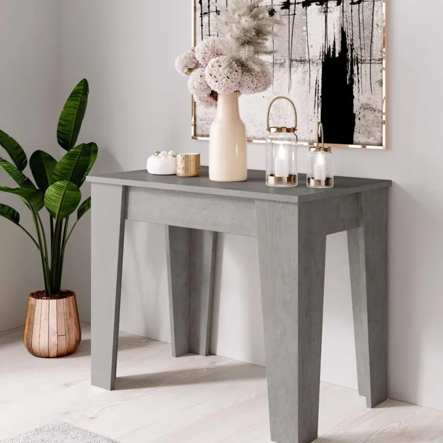Garnero Arredamenti Tavolo consolle allungabile 54/306cm grigio Grace Gihome® Cemento Online