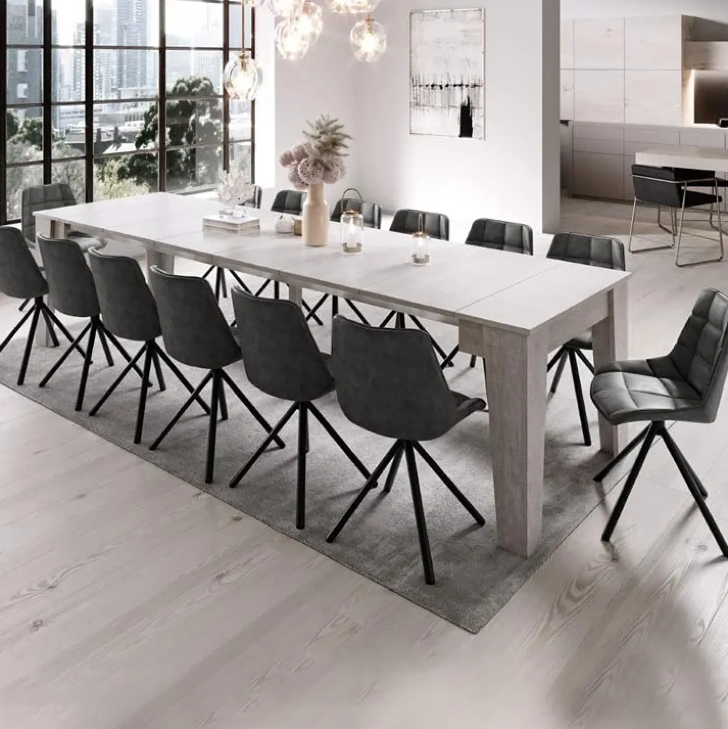 Garnero Arredamenti Tavolo consolle allungabile 54/306cm grigio Grace Gihome® Cemento Online