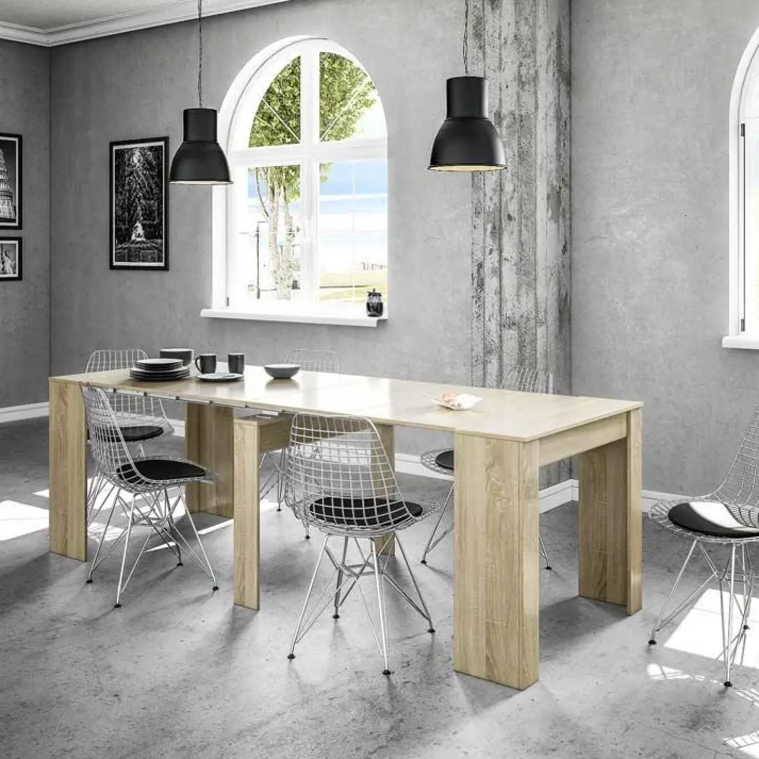 Garnero Arredamenti Tavolo consolle allungabile 51/237cm naturale Asia Gihome® Rovere Discount