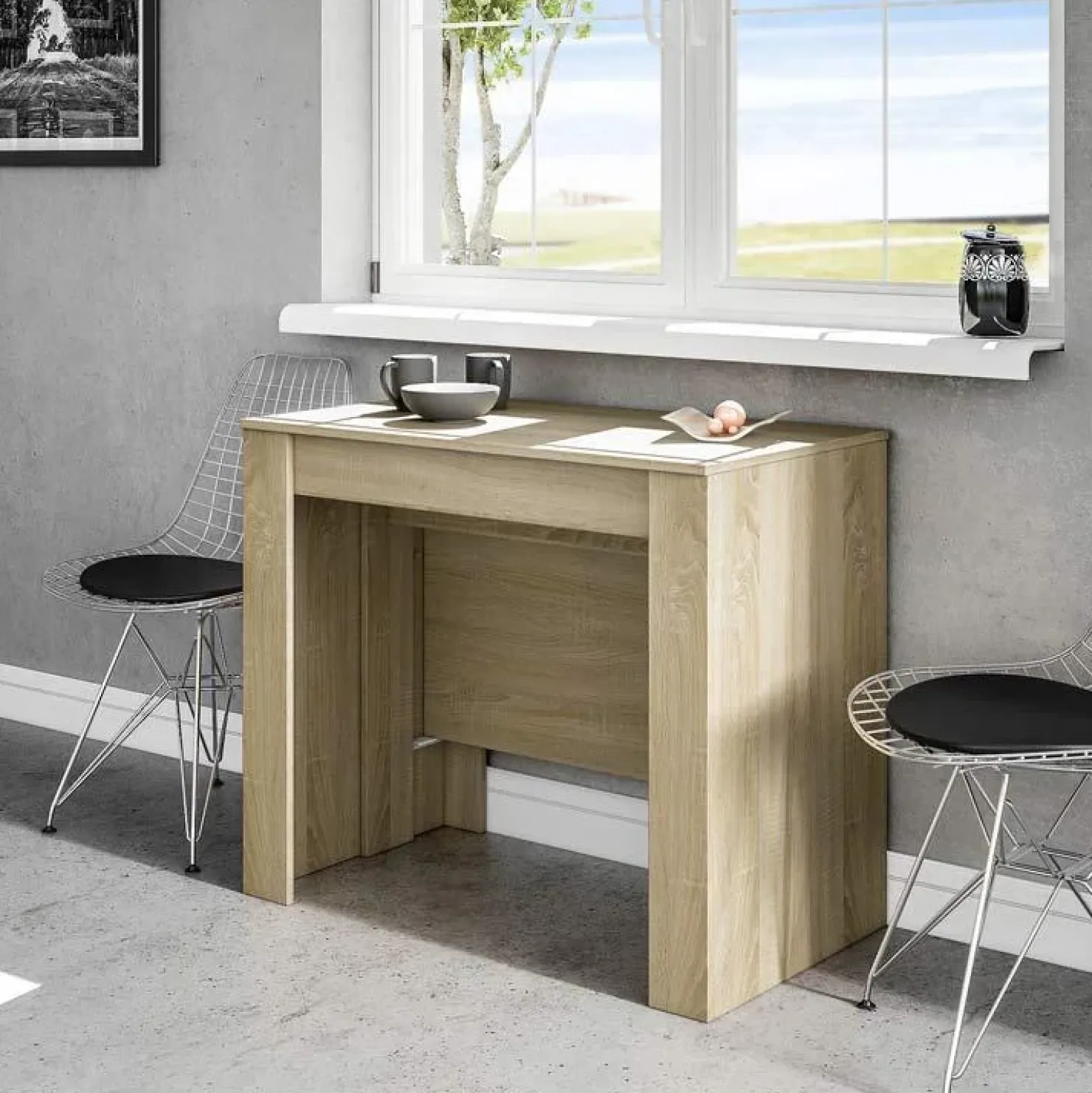 Garnero Arredamenti Tavolo consolle allungabile 51/237cm naturale Asia Gihome® Rovere Discount