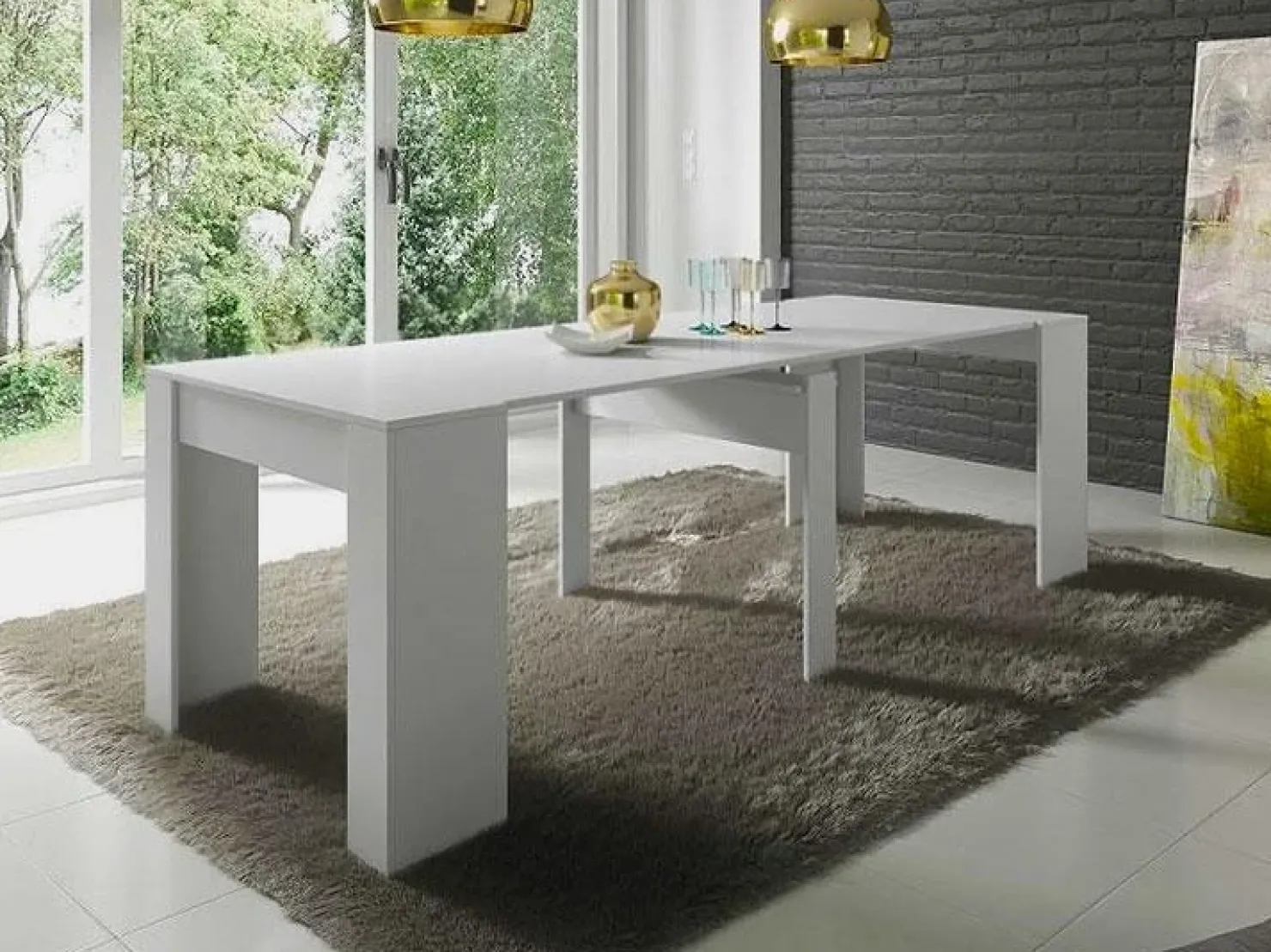 Garnero Arredamenti Tavolo consolle allungabile 51/237cm bianco lucido Atalanta Clearance