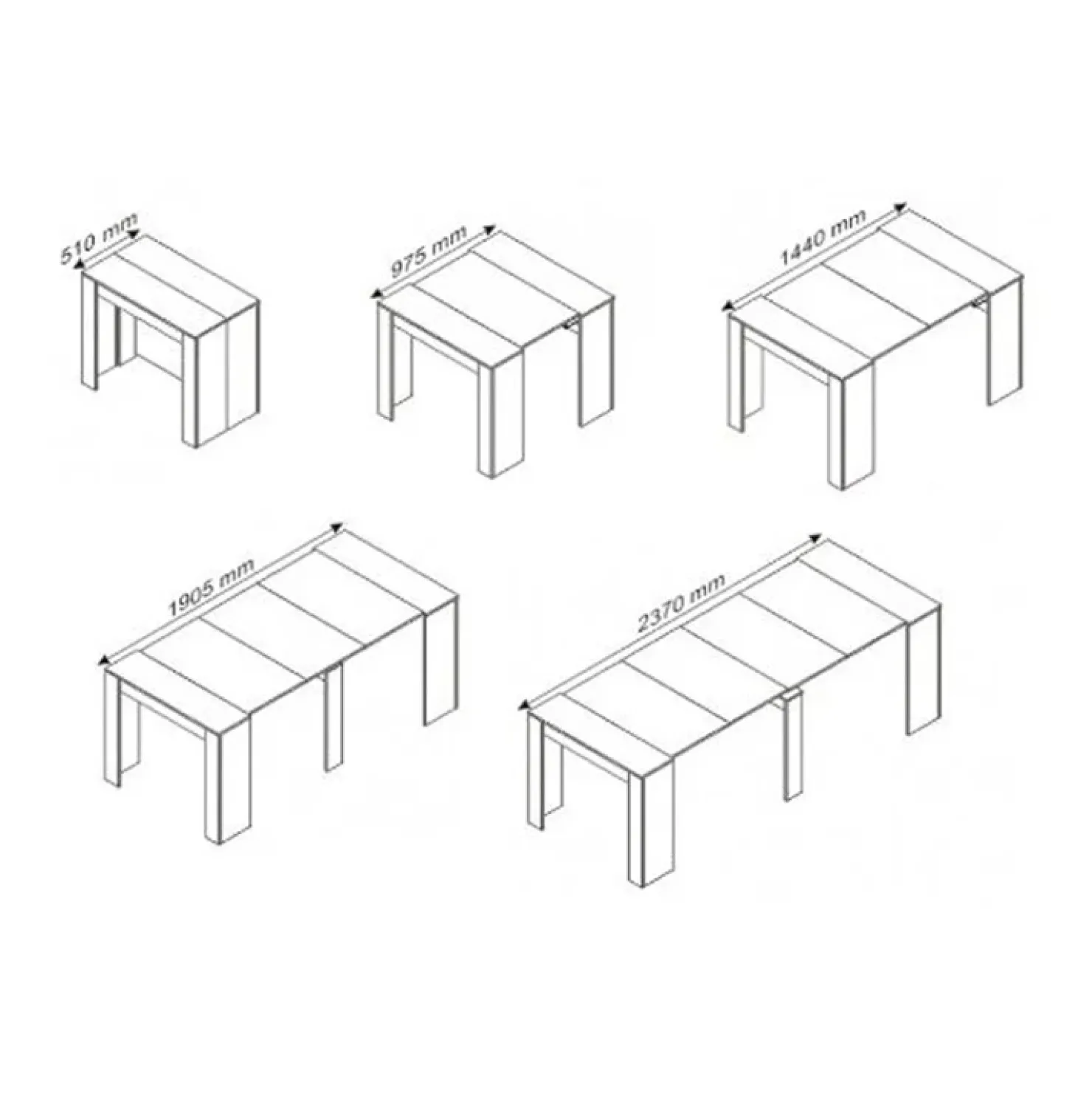 Garnero Arredamenti Tavolo consolle allungabile 51/237cm bianco lucido Atalanta Clearance