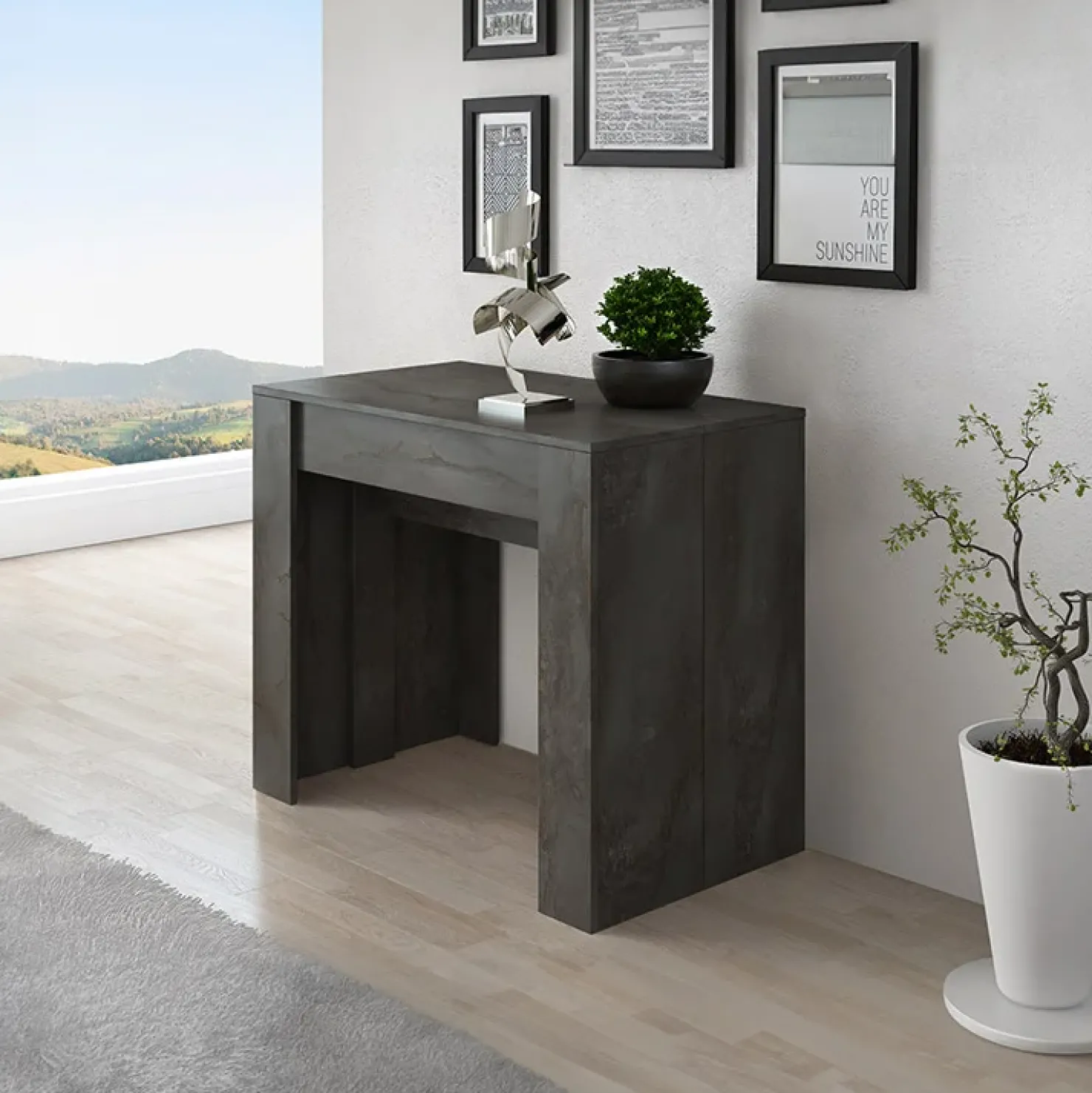 Garnero Arredamenti Tavolo consolle allungabile moderno 52/238cm Virginia Ossido Outlet
