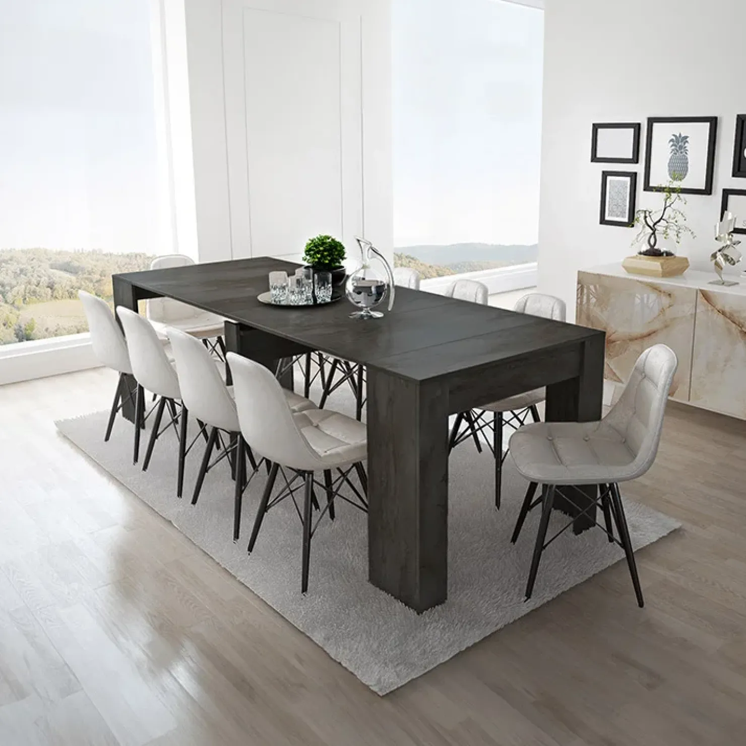 Garnero Arredamenti Tavolo consolle allungabile moderno 52/238cm Virginia Ossido Outlet