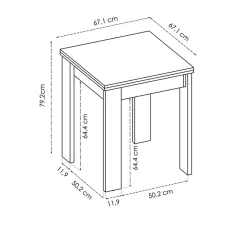 Garnero Arredamenti Tavolo da cucina allungabile 67-134x67cm in legno bianco Koke Online