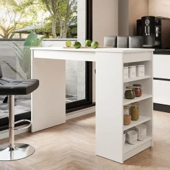 Garnero Arredamenti Tavolo da cucina 115x102cm moderno con ripiani bianco Mansel Clearance