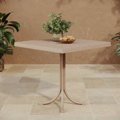 Garnero Arredamenti Tavolo da giardino esterno bar dehors quadrato 80x80cm polipropilene effetto rattan Ivo Tortora New