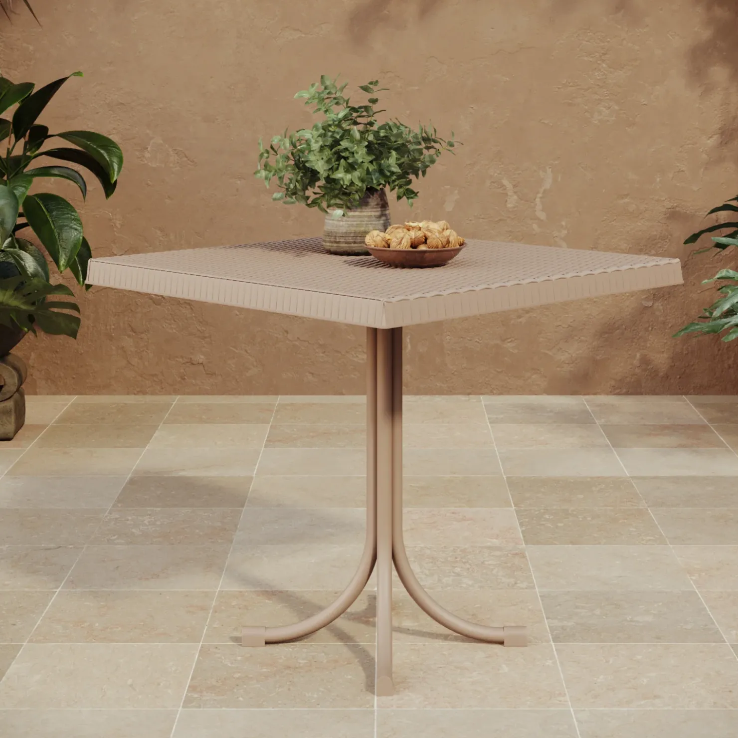 Garnero Arredamenti Tavolo da giardino esterno bar dehors quadrato 80x80cm polipropilene effetto rattan Ivo Tortora New