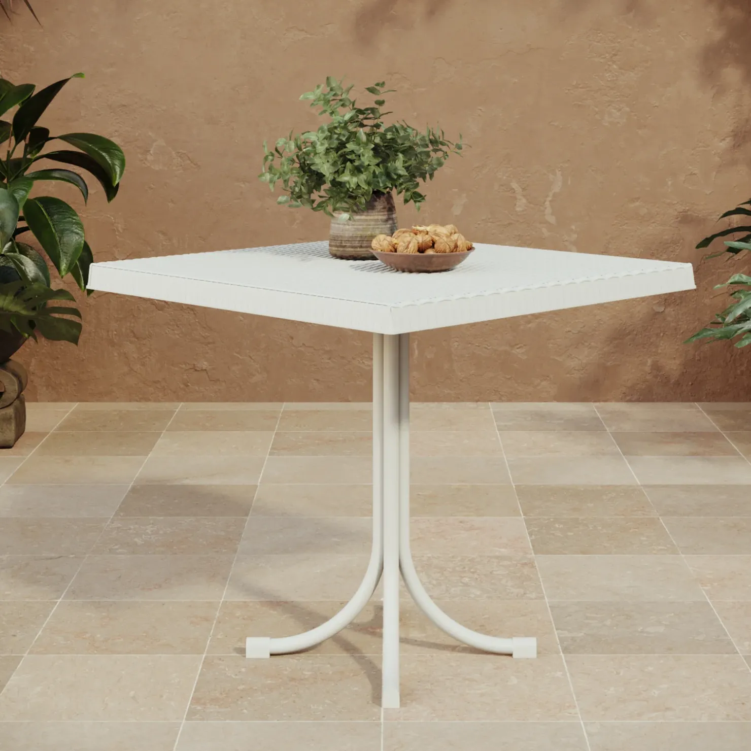 Garnero Arredamenti Tavolo da giardino esterno bar dehors quadrato 80x80cm polipropilene effetto rattan bianco Ivo Bianco Opaco Clearance
