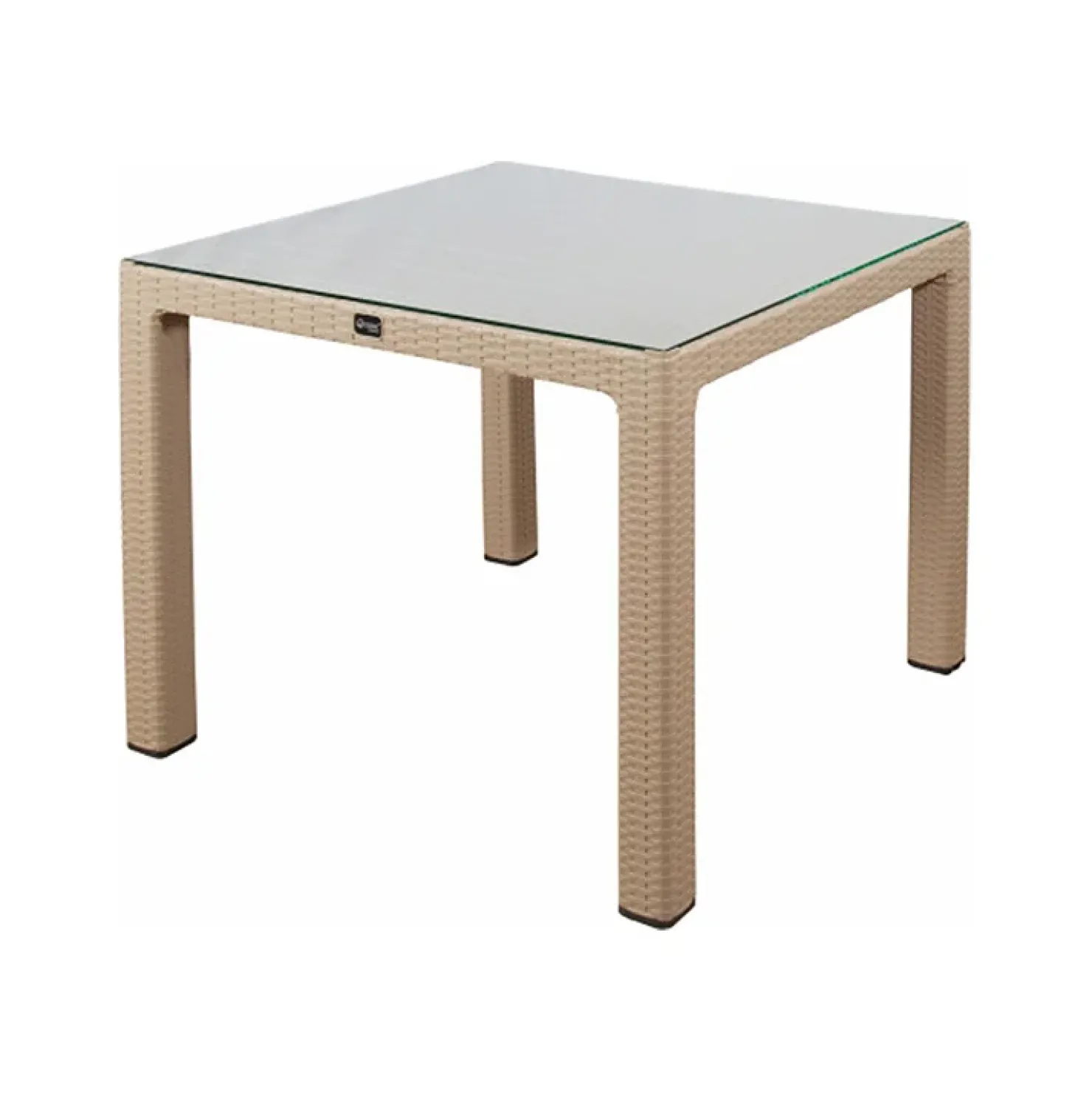 Garnero Arredamenti Tavolo da giardino esterno bar dehors 90x90cm polipropilene effetto rattan e vetro Claro Tortora Outlet