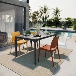 Garnero Arredamenti Tavolo da giardino esterno bar dehors 150x74 cm antracite Levanzo