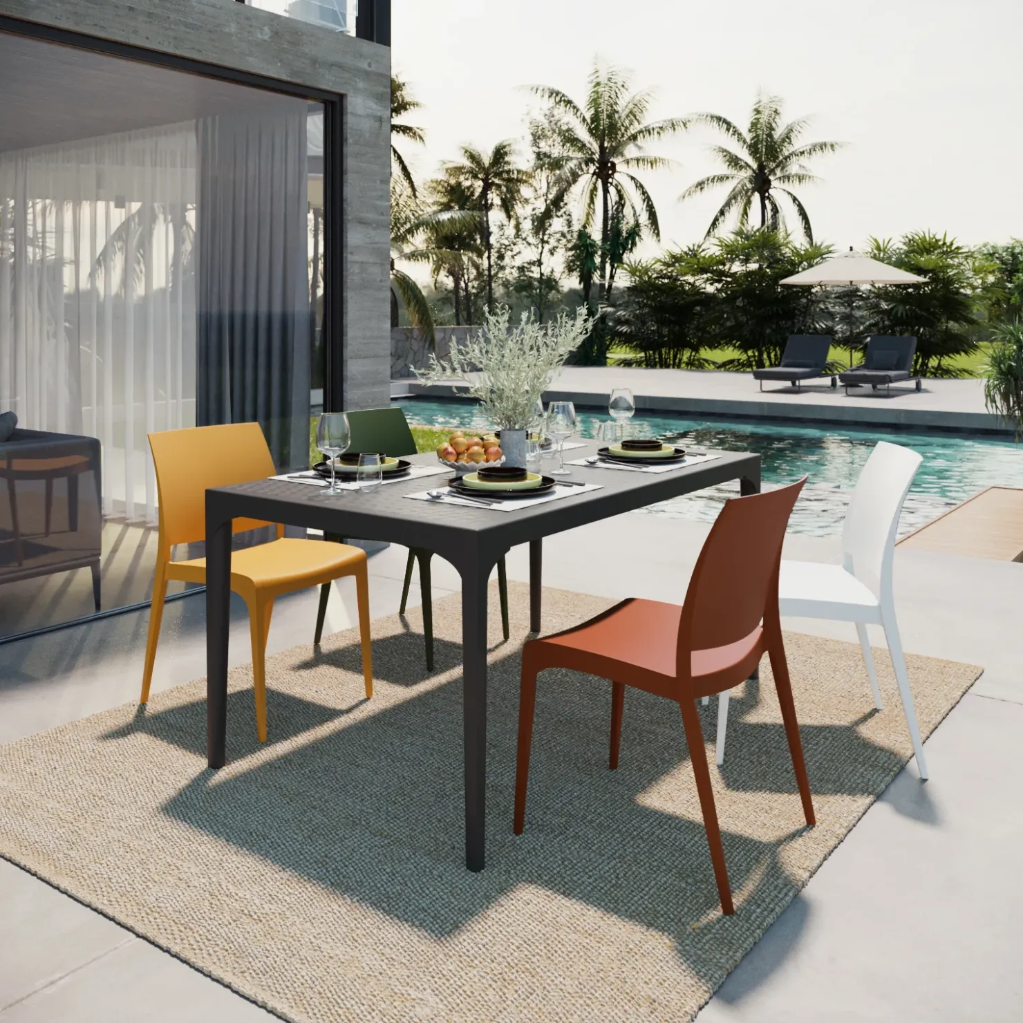 Garnero Arredamenti Tavolo da giardino esterno bar dehors 150x74 cm antracite Levanzo