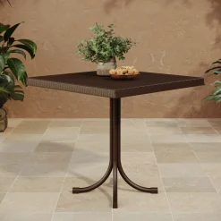 Garnero Arredamenti Tavolo da giardino esterno bar dehors quadrato 80x80cm polipropilene effetto rattan Ivo Marrone Sale