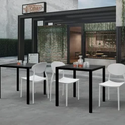 Garnero Arredamenti Tavolo da giardino 70x70 cm impilabile metallo grigio antracite Atlantis Best