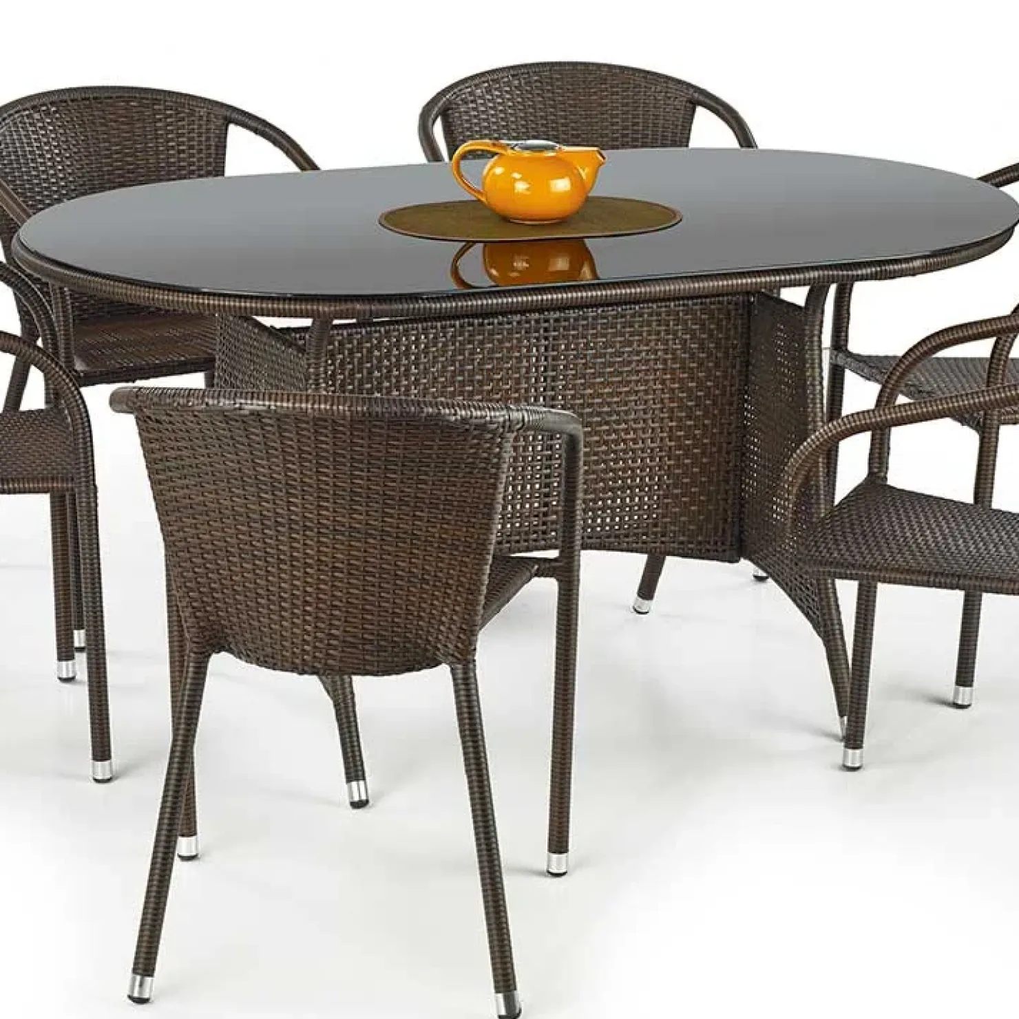 Garnero Arredamenti Tavolo da giardino 150x90cm polipropilene marrone scuro nero Cubby Best