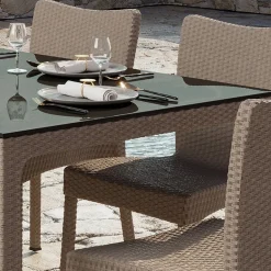 Garnero Arredamenti Tavolo da giardino 90x90cm polipropilene effetto rattan Orsini Tortora