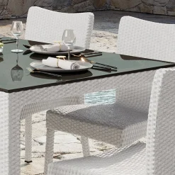Garnero Arredamenti Tavolo da giardino 90x90cm polipropilene effetto rattan bianco Orsini Bianco Opaco Clearance