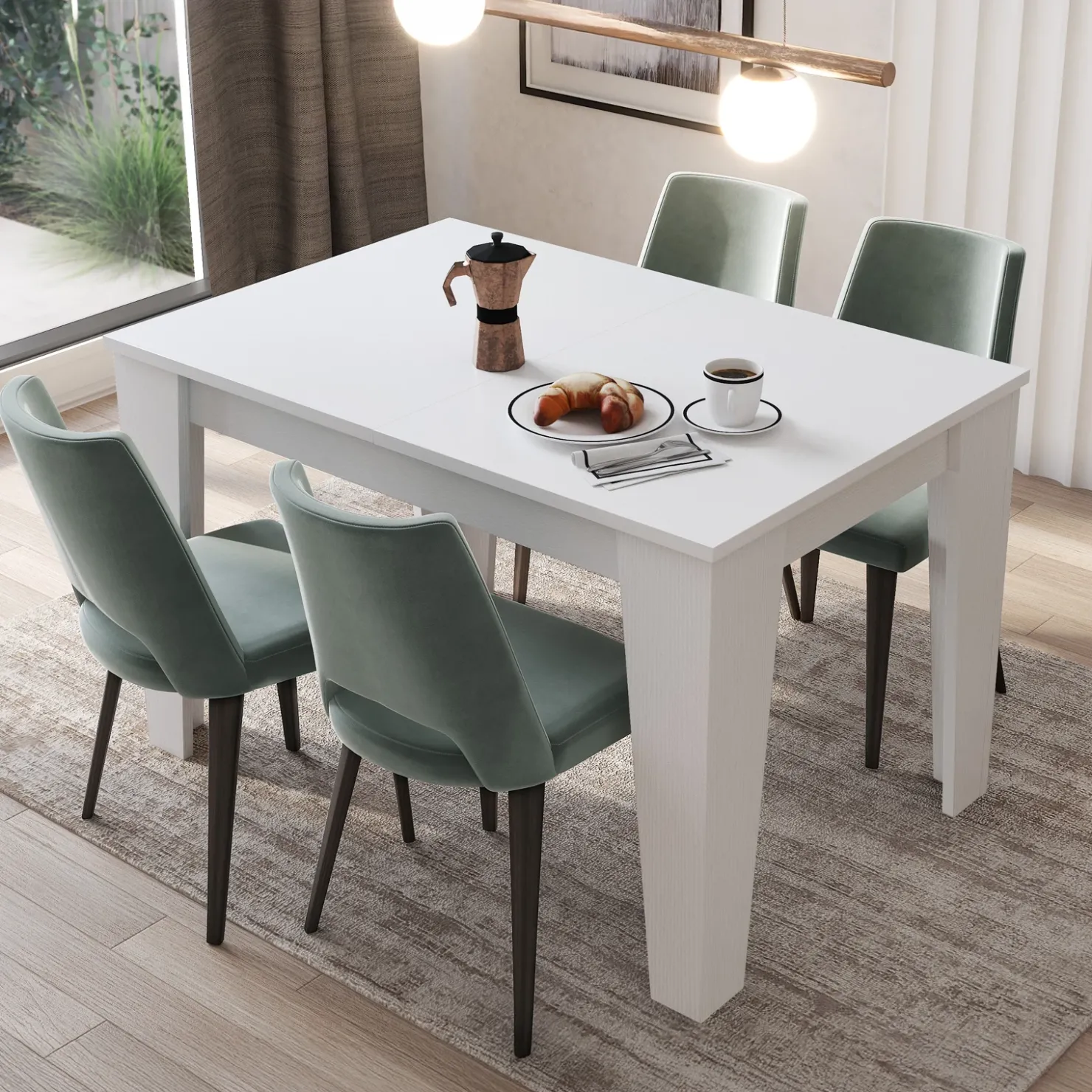 Garnero Arredamenti Tavolo da pranzo allungabile 120/160 cm moderno Orbis Bianco Opaco Hot