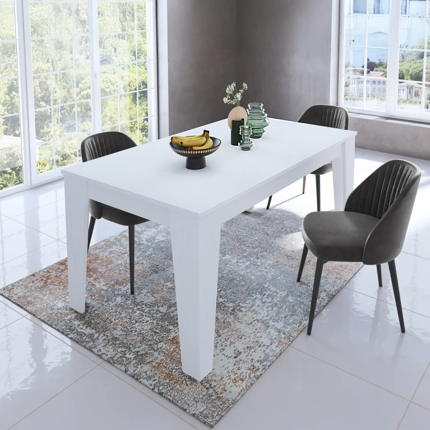 Garnero Arredamenti Tavolo da pranzo allungabile 120/160 cm moderno Orbis Bianco Opaco Hot
