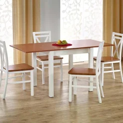 Garnero Arredamenti Tavolo da pranzo allungabile moderno 80/160cm noce bianco Akainu Bianco Opaco - Noce