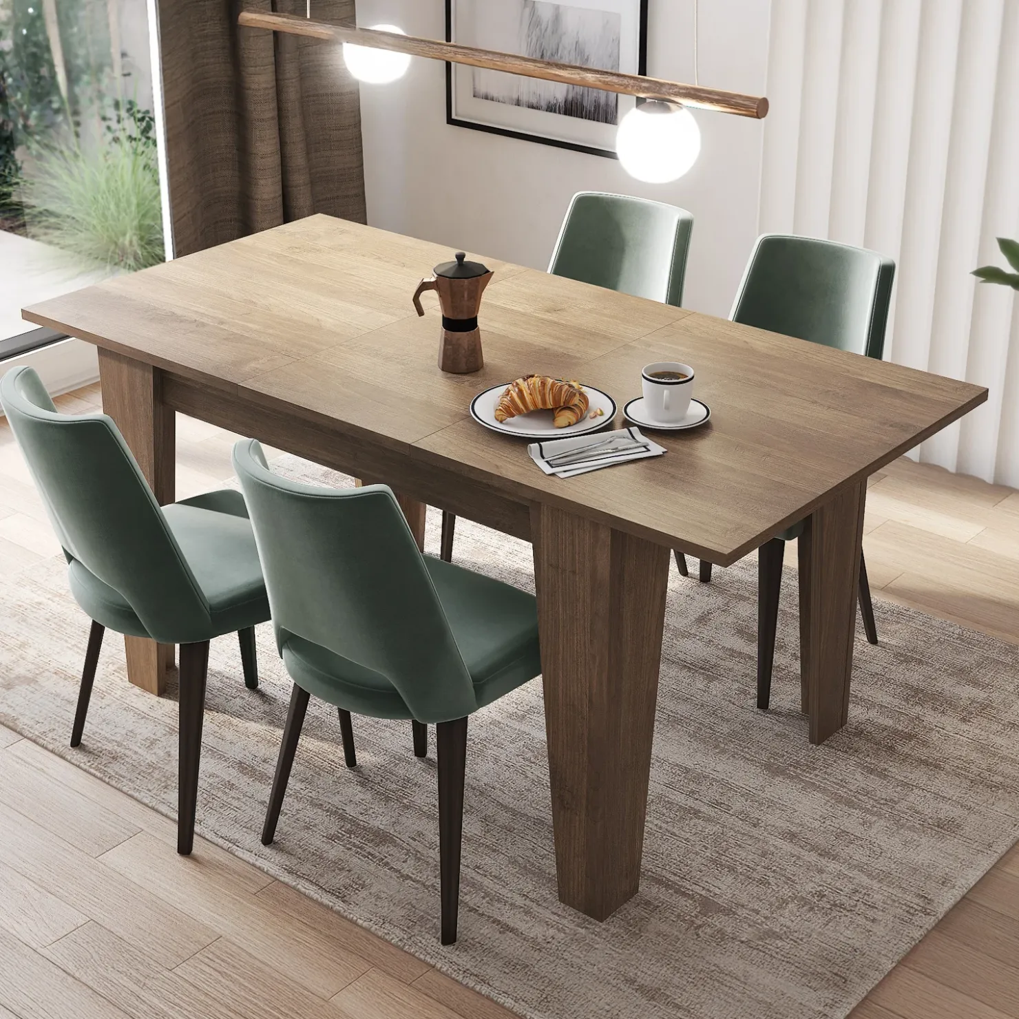 Garnero Arredamenti Tavolo da pranzo allungabile 120/160 cm moderno Orbis Noce Outlet