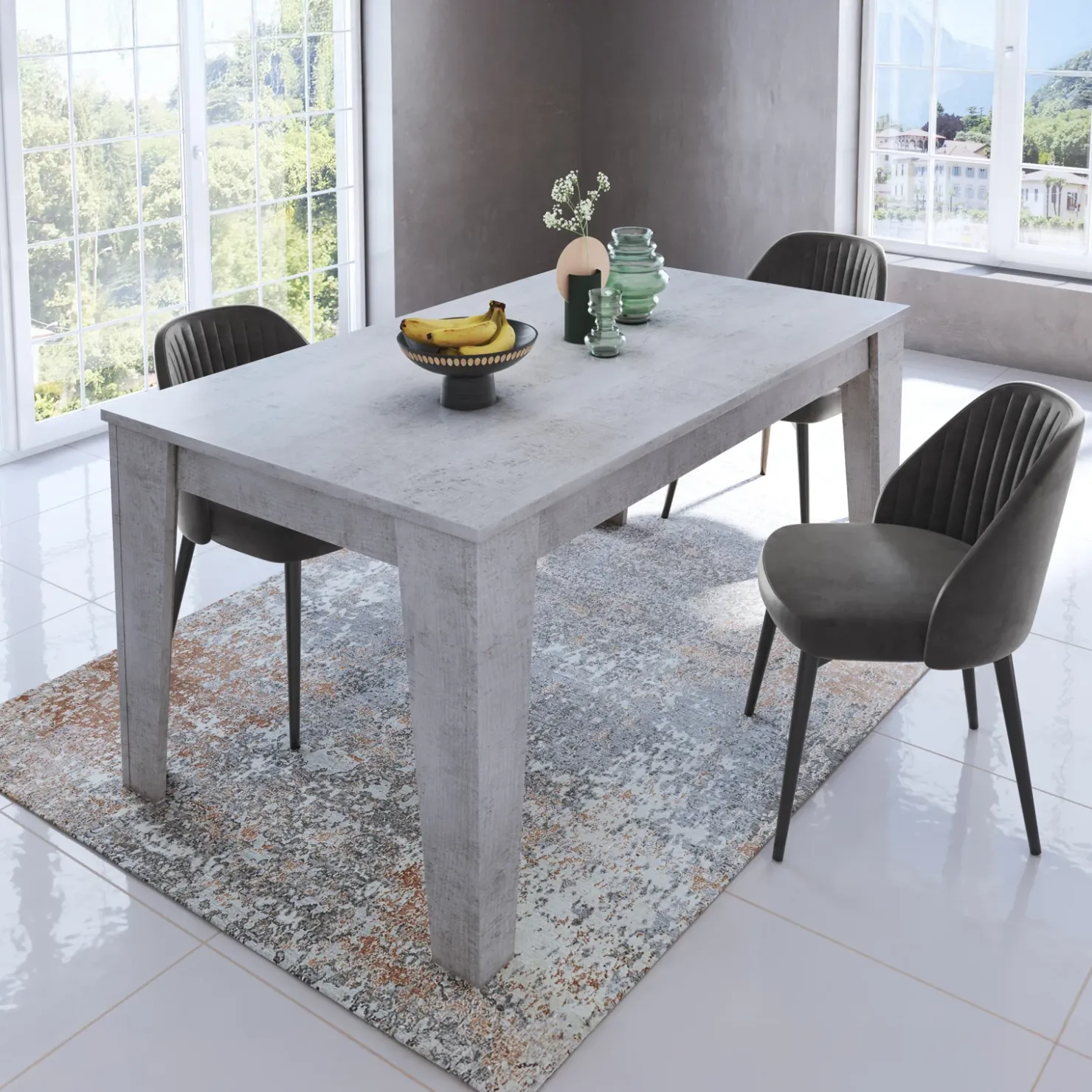 Garnero Arredamenti Tavolo da pranzo allungabile 120/160 cm moderno Orbis Cemento Discount