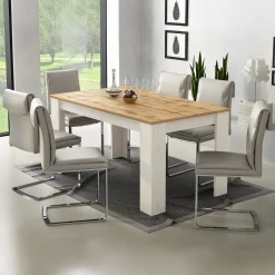 Garnero Arredamenti Tavolo da pranzo allungabile 160/220 cm moderno bianco opaco rovere Basalt Bianco Opaco - Rovere Hot