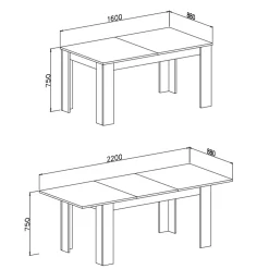 Garnero Arredamenti Tavolo da pranzo allungabile 160/220 cm moderno Basalt Cemento Online