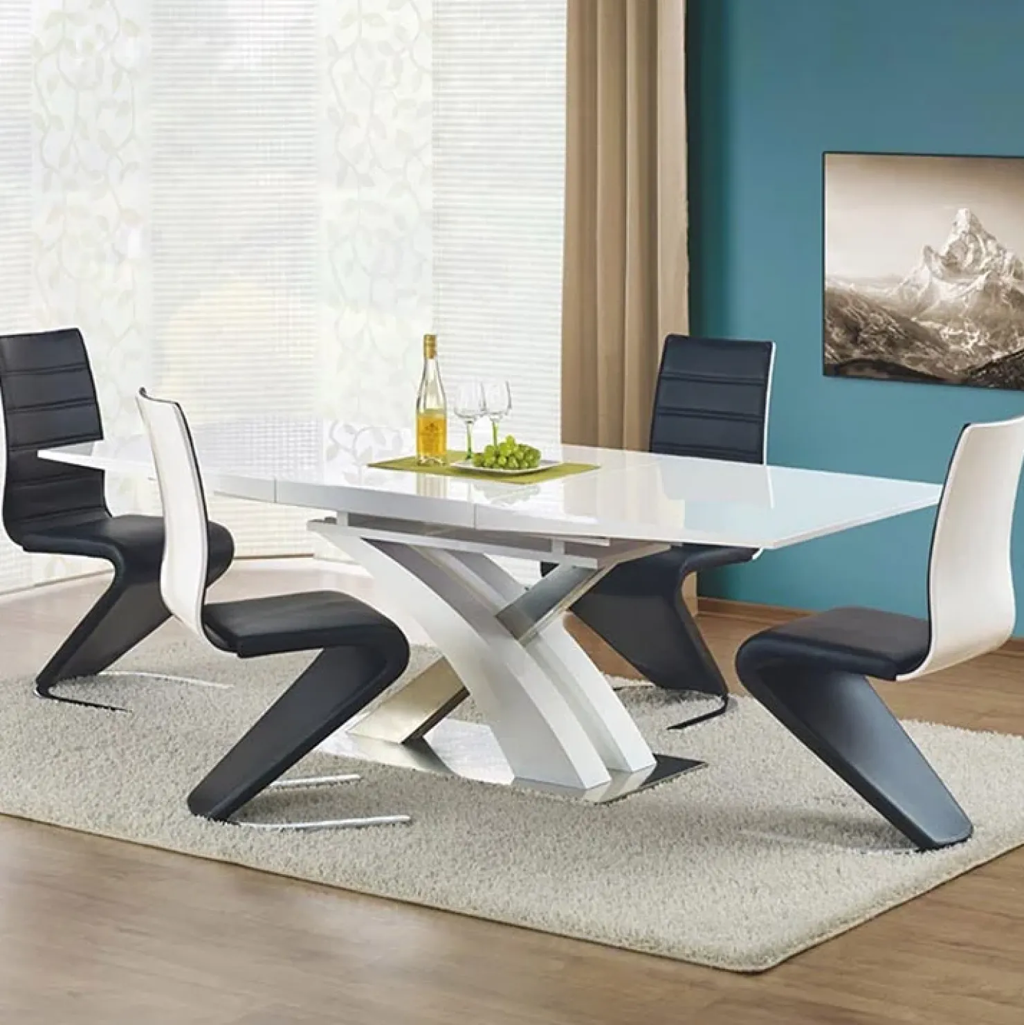 Garnero Arredamenti Tavolo da pranzo allungabile 160/220cm moderno bianco lucido Iride Gihome® Bianco Lucido - Argento Best