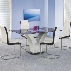 Garnero Arredamenti Tavolo da pranzo in vetro moderno 150x90cm bianco nero Ninfea Online