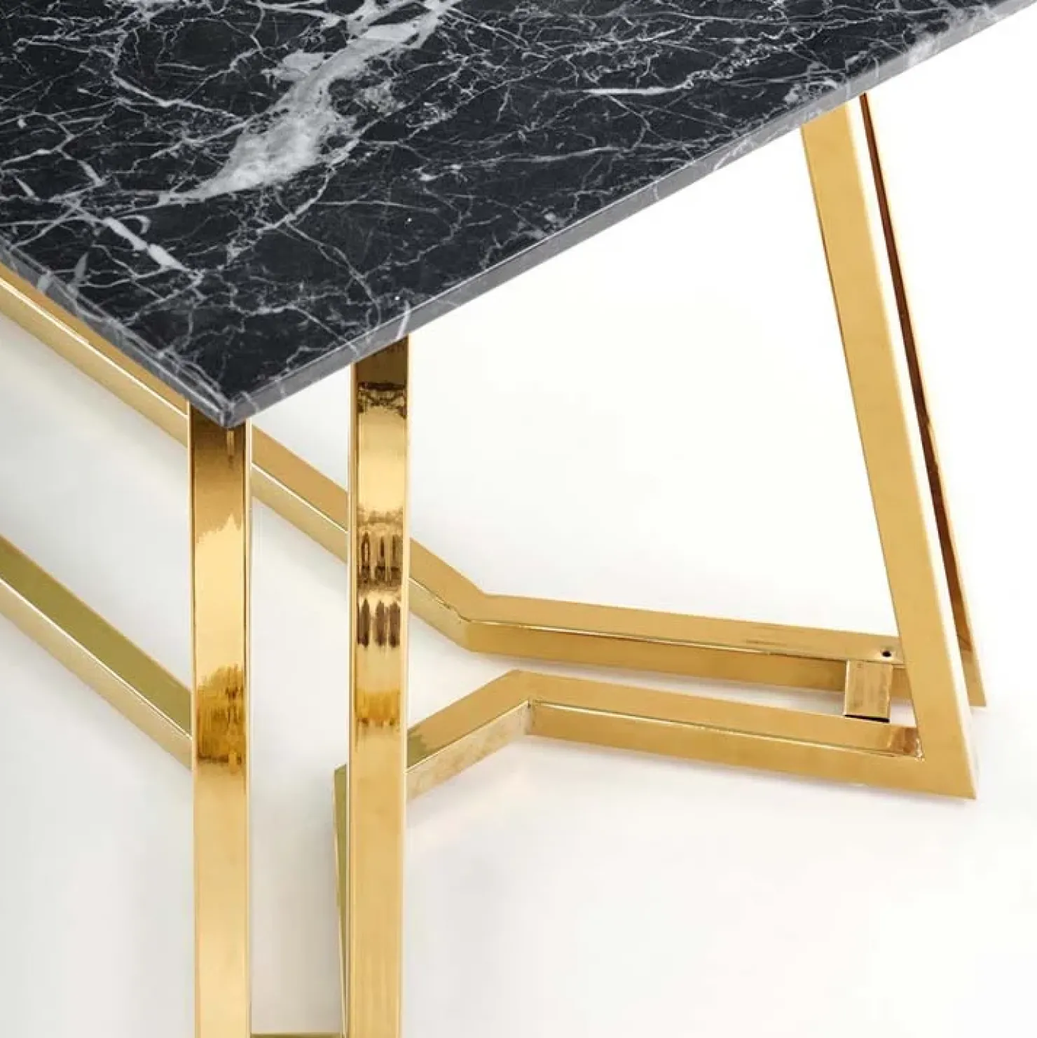 Garnero Arredamenti Tavolo da pranzo moderno 160x90cm marmo nero oro Stella Best