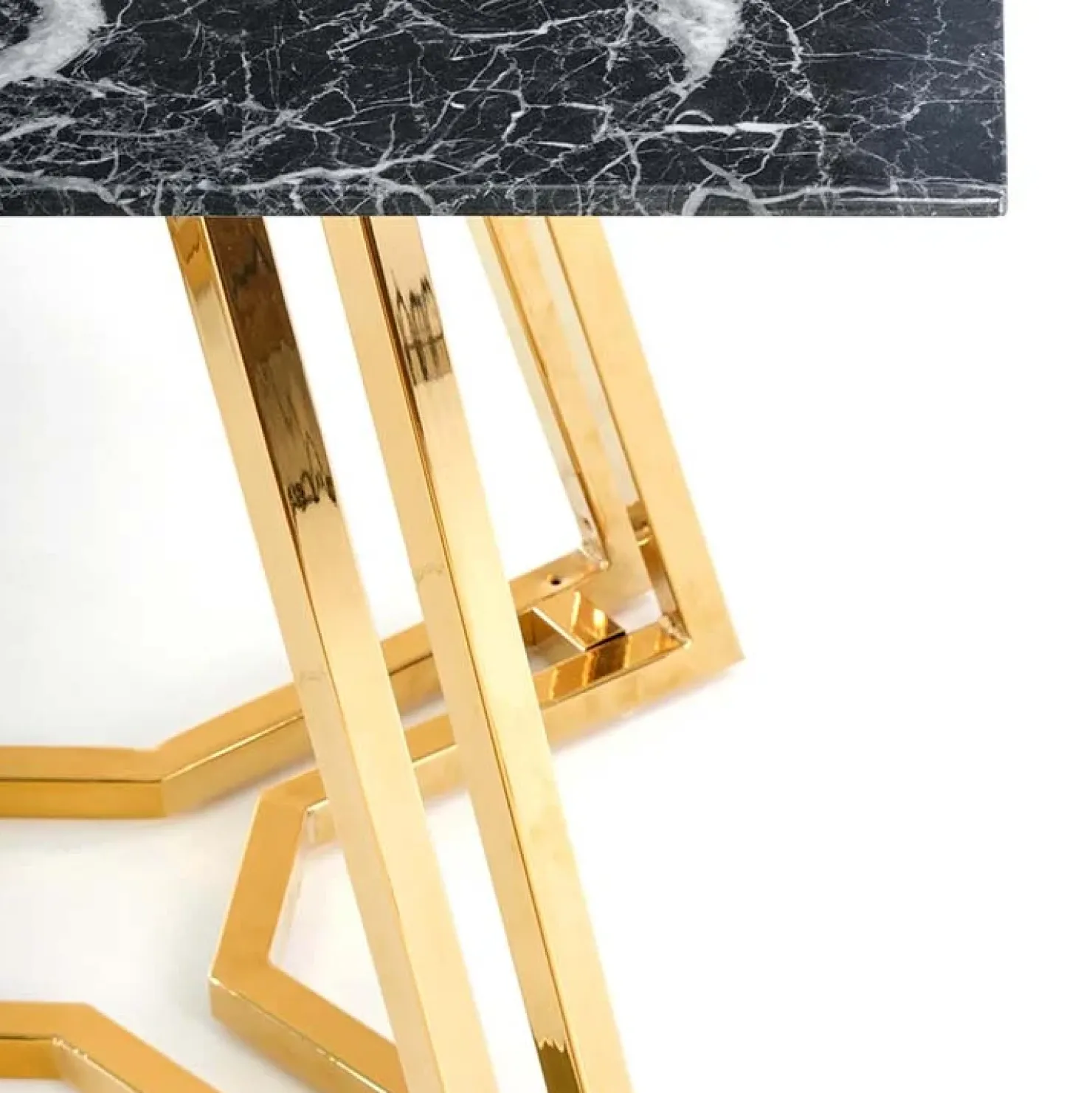 Garnero Arredamenti Tavolo da pranzo moderno 160x90cm marmo nero oro Stella Best