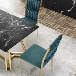 Garnero Arredamenti Tavolo da pranzo moderno 160x90cm marmo nero oro Stella Best