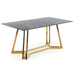 Garnero Arredamenti Tavolo da pranzo moderno 160x90cm marmo nero oro Stella Best