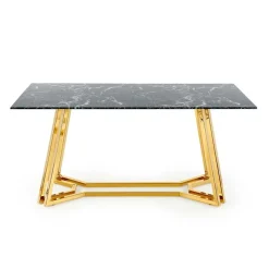 Garnero Arredamenti Tavolo da pranzo moderno 160x90cm marmo nero oro Stella Best