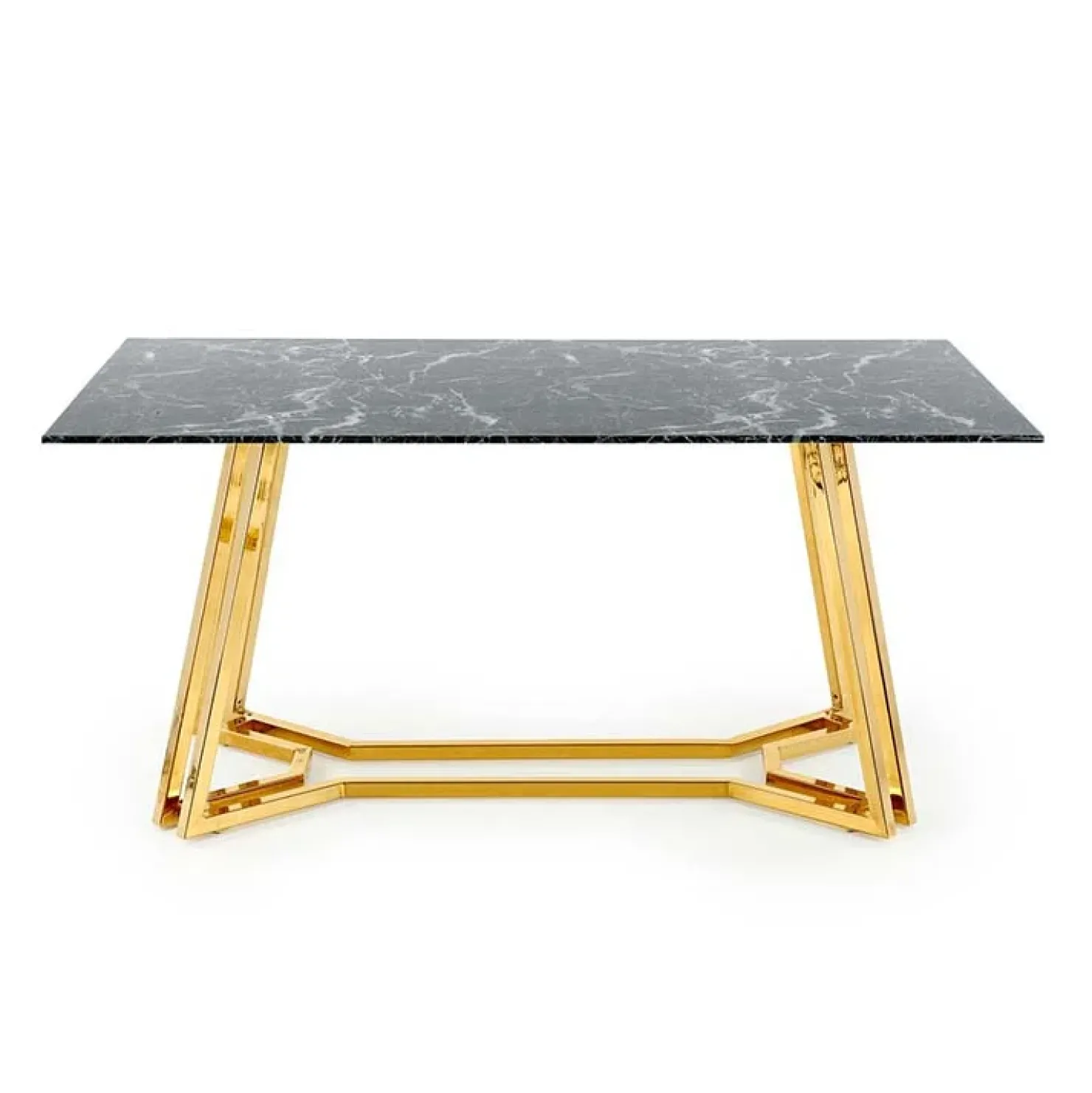 Garnero Arredamenti Tavolo da pranzo moderno 160x90cm marmo nero oro Stella Best