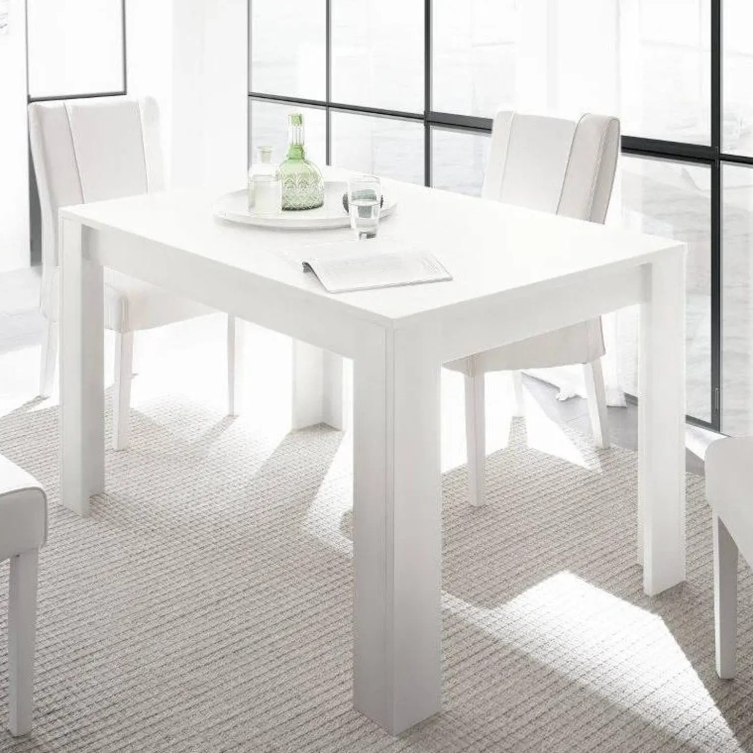 Garnero Arredamenti Tavolo da pranzo moderno rettangolare 180x90cm bianco opaco Halston Best